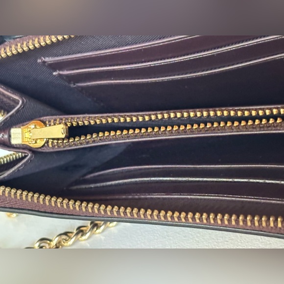 Coach Burgundy Clutch / Crossbody Bag / Purse. Garnet Necklace / Black Duster - Picture 8 of 16